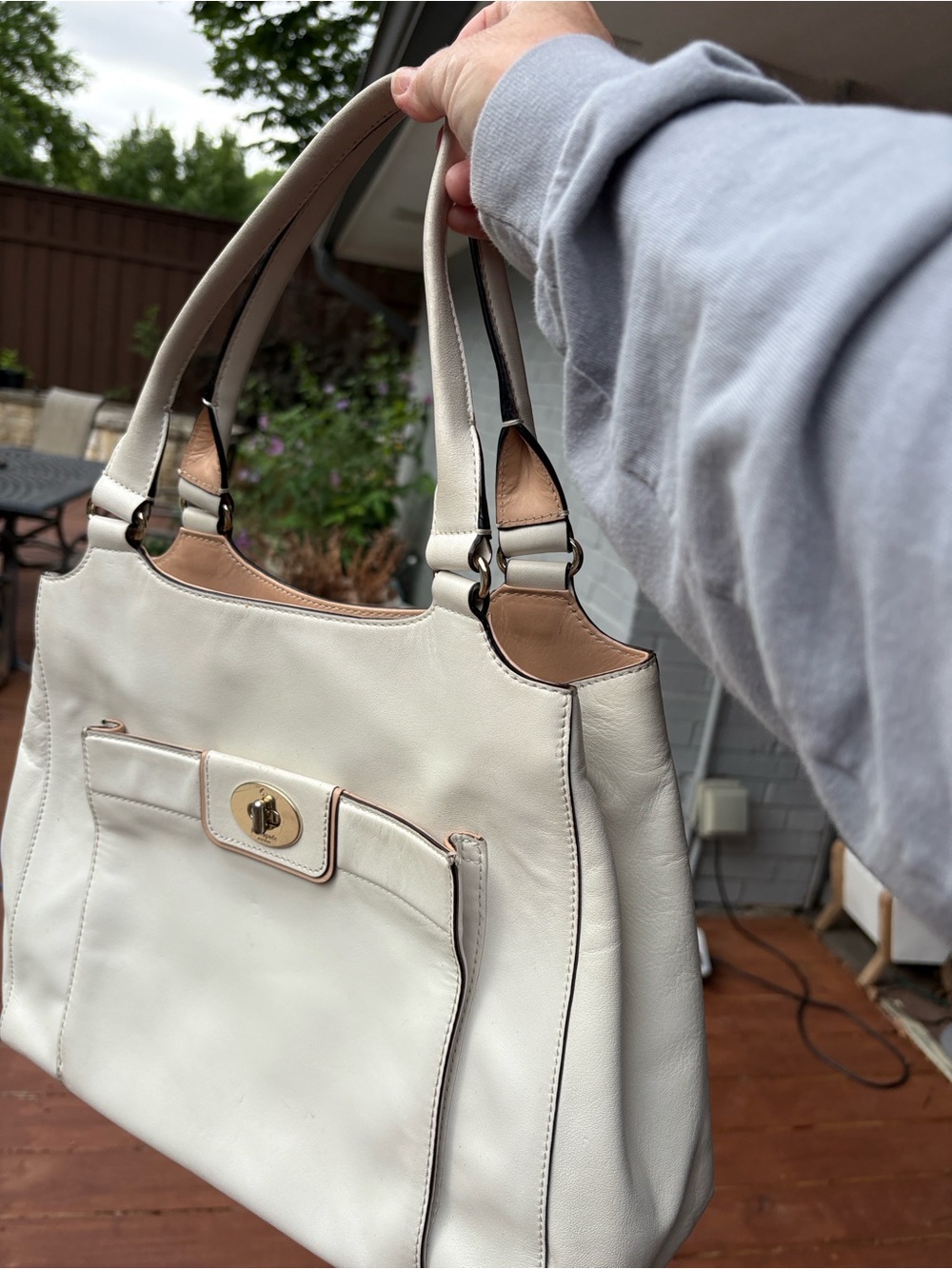 Kate Spade Hampton Road Turn Lock Shoulder Bag Tote White